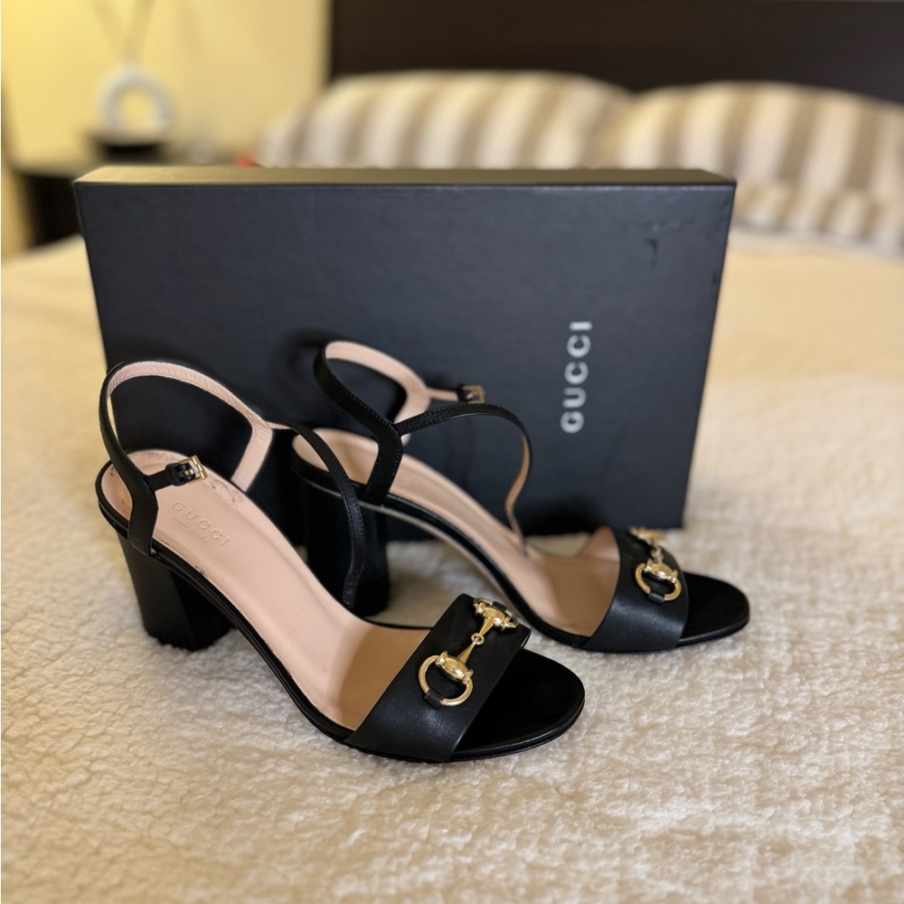 Authentic Gucci Leather Heel Sandals